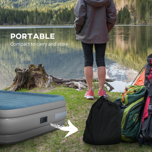 Outsunny Inflatable Queen Air Bed with Electric Pump - Blue by Outsunny