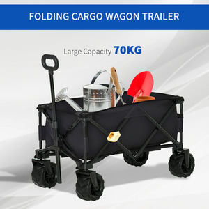 Outsunny Outdoor Pull Cart Folding Cargo Wagon - Black by Outsunny