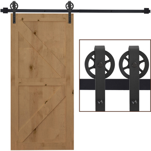 HOMCOM Carbon Steel Sliding Barn Door kits - Black by HOMCOM