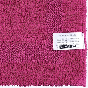 Luxury Reversible Cotton Bath Mat Set - Raspberry by Homescapes