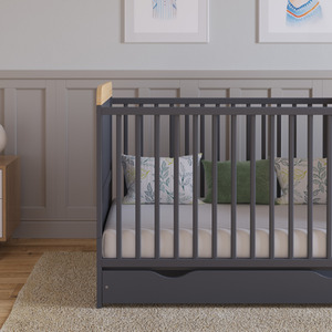 Levi Cot Bed With Drawer And Mattress - Anthracite/Pine by Love For Sleep