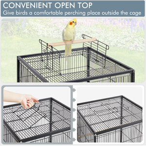 Wrought Iron Bird Cage with Rolling Stand - Black by Yaheetech