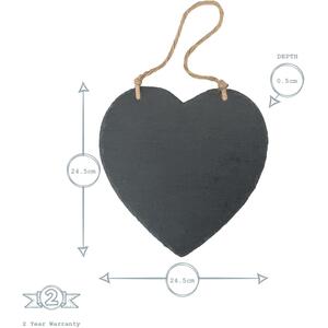 Slate Heart Hanging Notice Board Rustic Restaurant Kitchen Memo Chalkboard - Grey / 1 by Nicola Spring