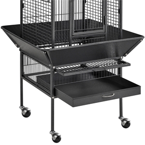 Rolling Metal Bird Cage with Playtop - Black by Yaheetech