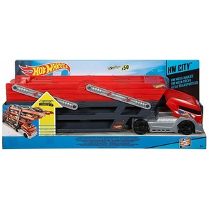Mega Hauler Truck Transporter with 6 Expandable Levels - Red / 1 by Hot Wheels