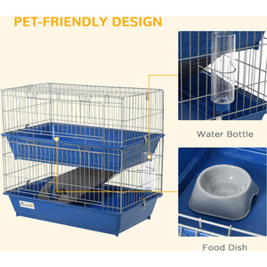 PawHut 2-Tier Small Animal Cage Metal Wiring - Blue by PawHut