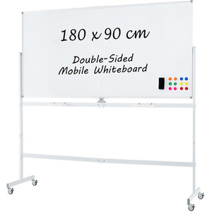 Rolling Whiteboard on Wheels - White by Costway
