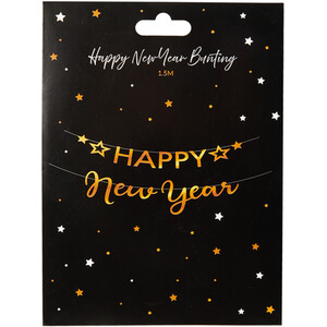 Happy New Year Festive Bunting - Gold