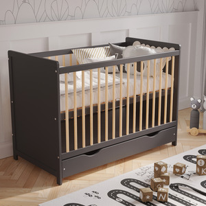 Tokyo Cot Bed With Drawer - Anthracite/Pine by Love For Sleep
