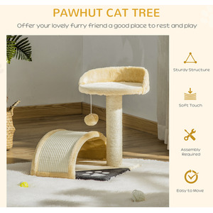 Pawhut Cat Tree Scratching Post - Beige by Pawhut