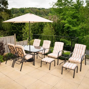 Garden Dining and Leisure Furniture Set with Reclining Seats - Beige by Hectare