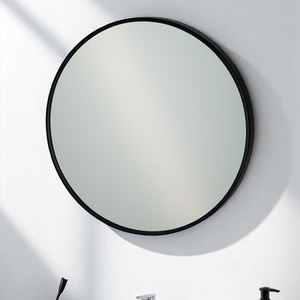 Portobello Round Bathroom Wall Mounted Mirror Metal Framed Matt Black 40cm Dia - Black by Showerdrape