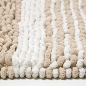 Chenille Stripe Bath Mat 100 Cotton, 50 x 80 cm - Beige by Homescapes