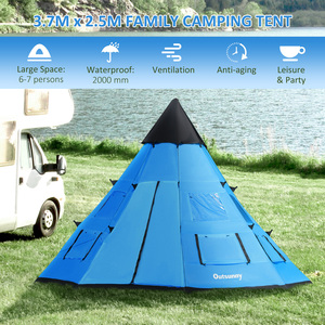Outsunny 6 Men Tipi Tent - Blue, Black by Outsunny