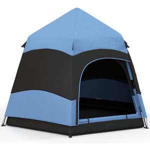 Outsunny Six Man Hexagon Pop Up Tent - Blue by Outsunny