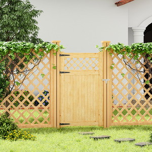 Rhombus Garden Wood Gate - Natural / 1x90*150cm Natural Wood Gate,1 x Door Latch,1 x Hardware Kit by Livingandhome