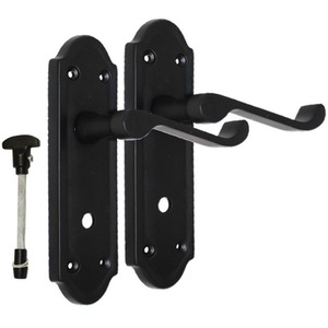 Ashford Bathroom Lock Scroll Lever Door Handle - Matt Black - Matt Black by Betley Butterfly