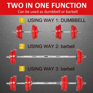 HOMCOM Adjustable 20KG Barbell and Dumbbell Set - Red and Black by HOMCOM