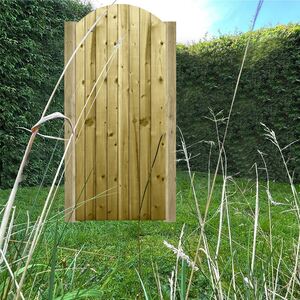 Overlapped Feather Edge Pathway Fully Framed Arch Top Pedestrian Garden Gate - Pressure Treated (Tanalised) / 75cm by Premier Garden Supplies