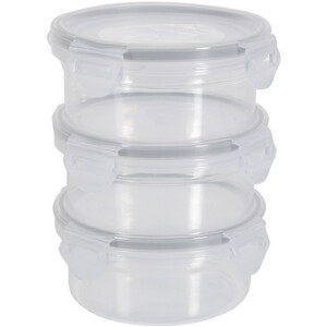 Set of Three Round Clip and Lock Containers