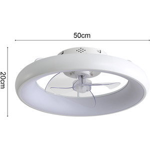 Ceiling Fan Light with Round Acrylic LED Ring - White by Livingandhome