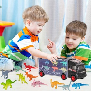 Dinosaur Toys Car 12 Pcs Transport Carrier Truck Toys Set - neutral