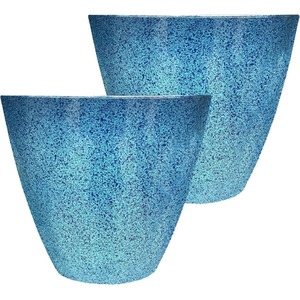 Set of 2 Glazed Effect Savannah Planters - Ocean Blue