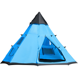 Outsunny 6 Men Tipi Tent - Blue, Black by Outsunny