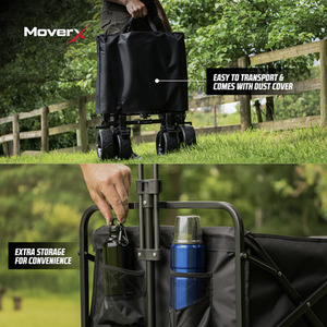 Folding Camping Trolley on Wheels Festival Wagon - Black by MoverX