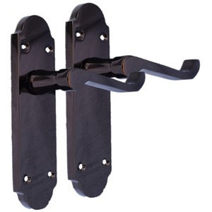 Epsom Door Handle Internal Latch Victorian Scroll Lever - Black Nickel - Black Nickel by Betley Butterfly