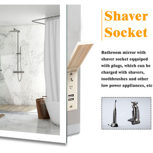 LED Bathroom Mirrors with Socket, Dimmable 3 Colours by AicaBathroom