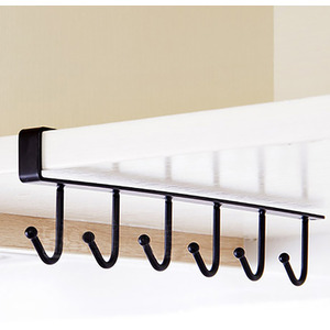 Wall-Mounted Under Cabinet Hanger Rack for Cups ,Nail Free - Black by Livingandhome
