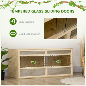 PawHut Reptile Terrarium Vivarium with Sliding Doors, Breathable Mesh - Natural by PawHut