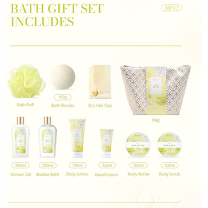 Gift Set Vanilla Scented Spa Bath Collection - 10 Pieces / Body Wash, Bubble Bath, Body Lotion, Body Scrub, Hand Cream, Bath Bomb, Body Butter, Hair Turban Towel, Shower Pouf, Storage Tote Bag by Livingandhome