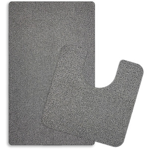 PVC Spaghetti Bath Mat and Pedestal Set - Grey by Nicoman