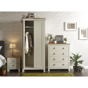 Lancaster 3 Piece Bedroom Set - Wardrobe, Chest of Drawers, Bedside - Cream by GFW