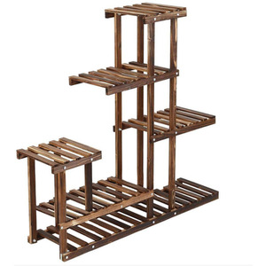 5-Tiered Wooden Plant Stand - Brown by Livingandhome