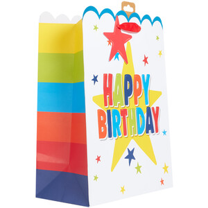 Pack of 2 Rainbow Birthday Large Gift Bags - White