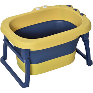 HOMCOM Baby Bath Tub Collapsible Non-Slip with Stool Seat - Yellow by HOMCOM
