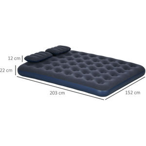 Outsunny Inflatable Queen Air Bed with Hand Pump - Blue by Outsunny