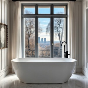 Acrilico Gloss Compact Freestanding Acrylic Bath - White / 1700mm by Fino Stone