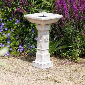 Budding Dahlia Solar Bird Bath Water Feature with Lights - White by Primrose