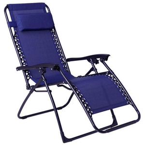 Set of 2 Heavy Duty Zero Gravity Sun Lounger Foldable Chairs - Blue by Faboer