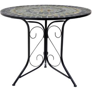 Garden Blue Mosaic 5 Piece Dining Set With Folding Chairs Patio - Blue by Charles Bentley