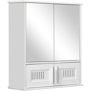 kleankin Bathroom Mirror Cabinet Wall Mount Storage Cupboard - White by kleankin