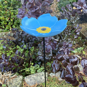 Cast Iron Wild Bird Forget Me Not Flower Dish Bird Feeder - Blue by Selections