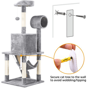 Cat Tree with Sisal Scratching Post - Light Grey by Yaheetech