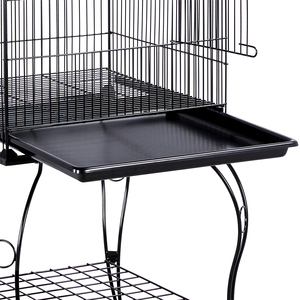 Rolling Parrot Cage with Open Top Detachable Stand - Black by Yaheetech
