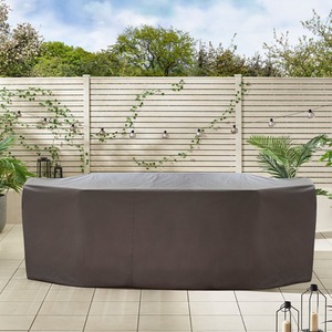 Dubai Outdoor 8 Seater Dining Set - Metal and Polywood, Modern Rustic Design - Grey by Furnitureboxuk