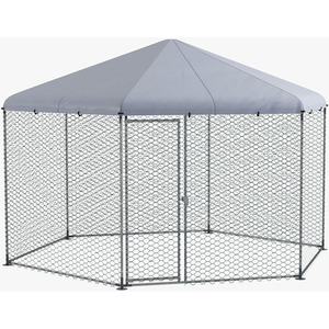 PawHut Walk in Chicken Run Chicken Coop Outdoor Poultry Cage with Cover - Silver by PawHut